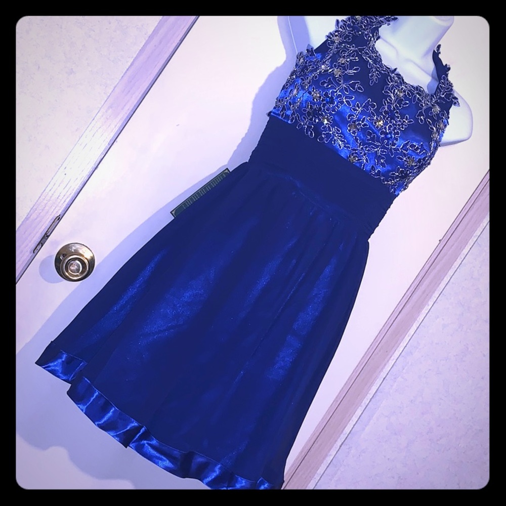 Royal blue short prom dress